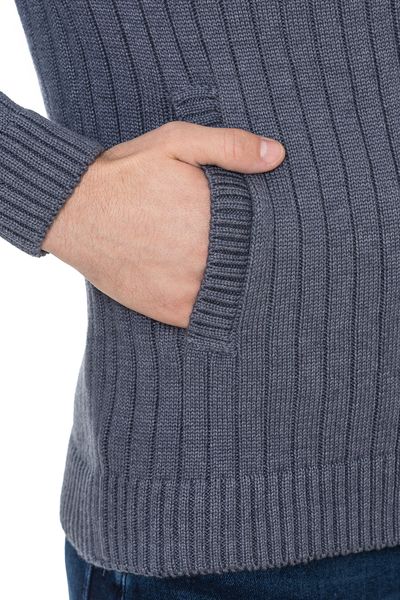 Knitted cotton zip-up jumper. Color: Jeans