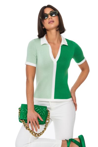 Women's thin colored polo. Color: Green