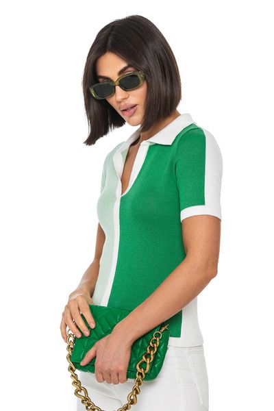 Women's thin colored polo. Color: Green