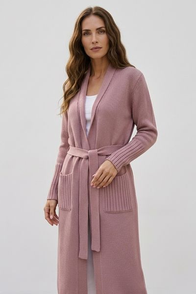 Long classic women&rsquo;s cardigan. Dark powder 42-46