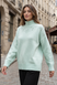Loose-Fit Openwork Knit Sweater. Mint