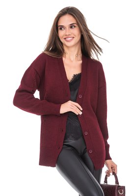 Women's cardigan with buttons. Color: Burgundy