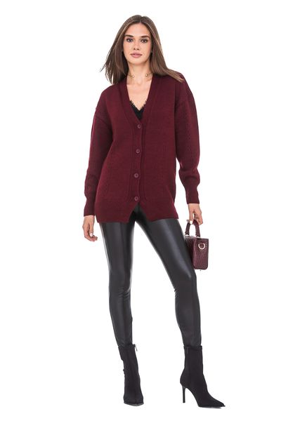 Women's cardigan with buttons. Color: Burgundy