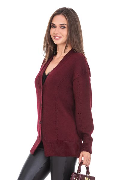 Women's cardigan with buttons. Color: Burgundy