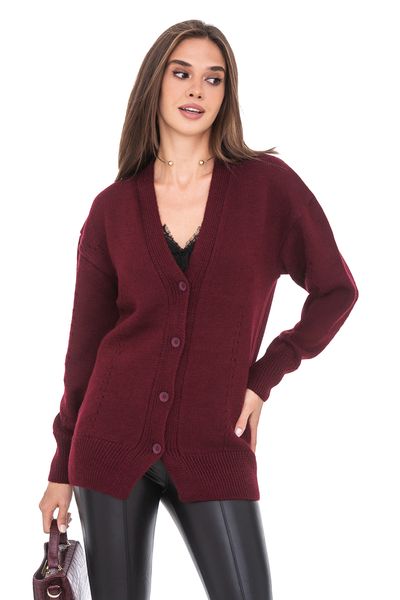 Women's cardigan with buttons. Color: Burgundy