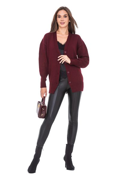 Women's cardigan with buttons. Color: Burgundy