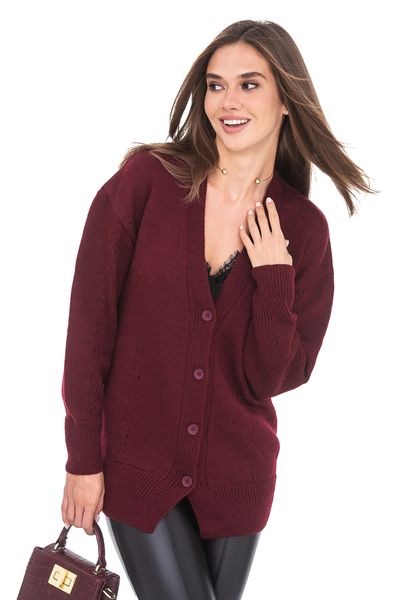 Women's cardigan with buttons. Color: Burgundy