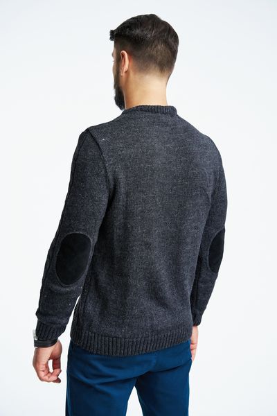 Warm jumper with elbow pads. Color: Dark gray