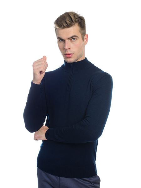 High collar zip jumper. Color: Dark blue