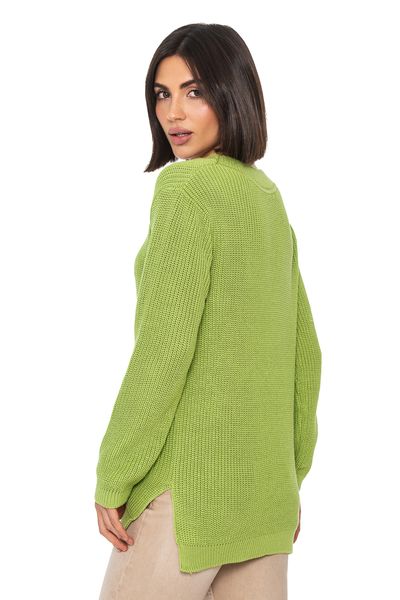 Women's cotton V-neck sweater. Color: Light green