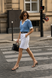 Women's knitted two-tone polo jumper. Light Blue