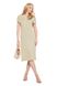 Loose knitted eco-dress with boat neckline. Color: Olive