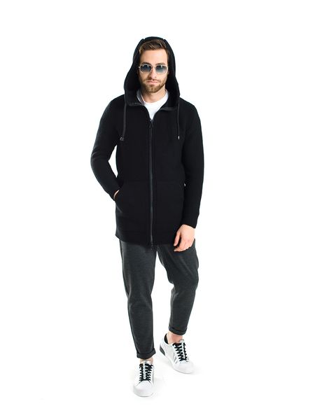 Knitted cardigan with a hood. Color: Black