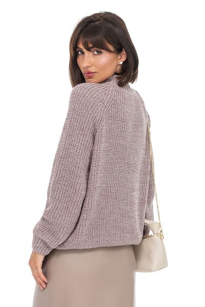 Меланжевий светр об’ємної в'язки. Колір: Пудра 509 фото