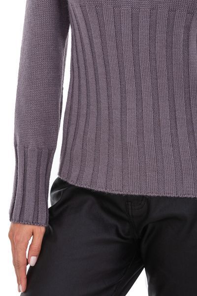 Жіночий джемпер з високою гумкою. Сірий 50-52 556 фото