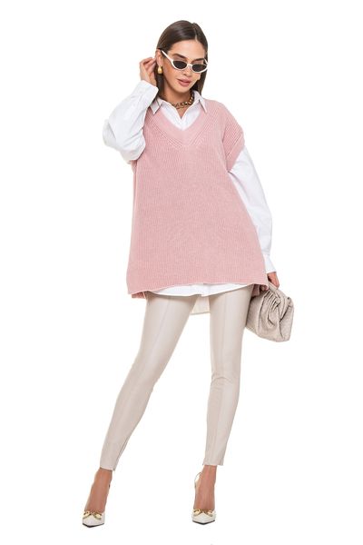 Stylish women's long vest. Color: Powder