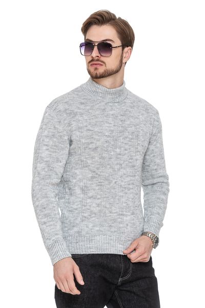 Sweater with stand-up collar "Aviator" . Color: Light gray