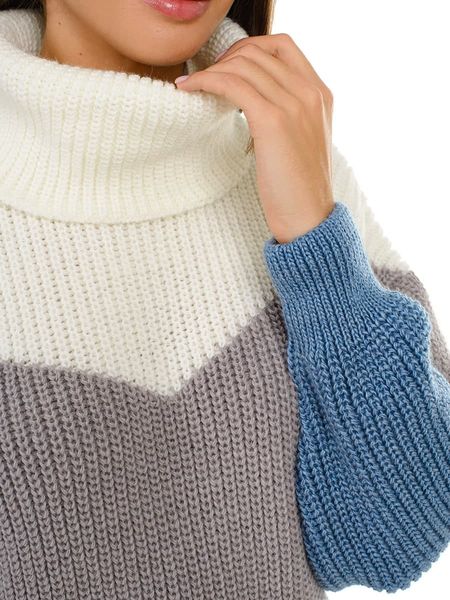 Трехцветный объемный свитер “oversize”. Цвет: Джинс 443 фото