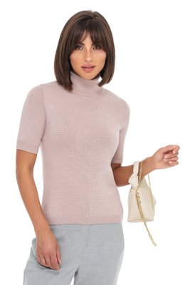 Women's short sleeve turtleneck sweater. Color: Powder