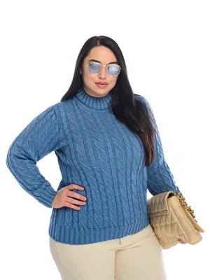 Жіночий м'який светр з стійкою коміром. Колір: Джинс 4414 фото