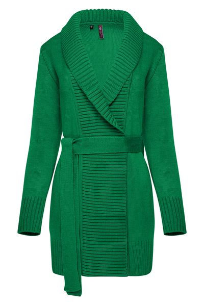 Women's long cardigan. Color: Green