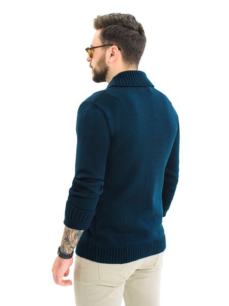 Warm male cardigan. Color: Dark blue