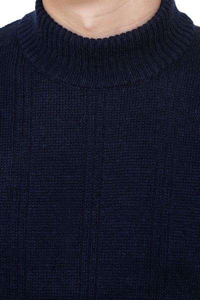 Sweater with stand-up collar "Aviator" . Color: Dark blue