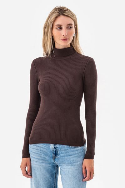 Еластична водолазка з віскози та шовку rayon. Коричневий 42-44 580 фото
