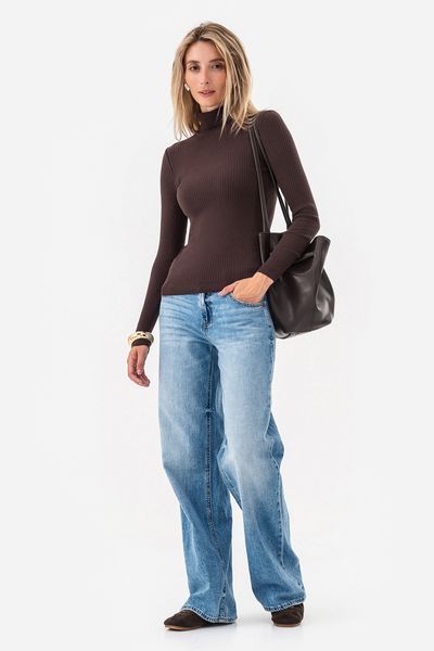 Еластична водолазка з віскози та шовку rayon. Коричневий 42-44 580 фото