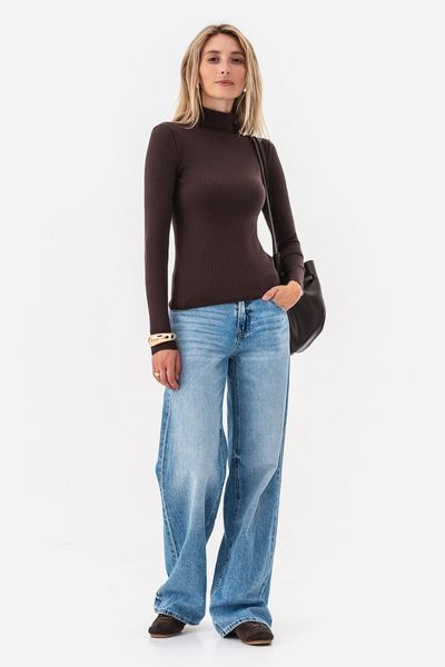 Еластична водолазка з віскози та шовку rayon. Коричневий 42-44 580 фото