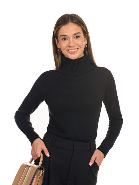 Warm and soft women's turtleneck with elastane. Color: Black