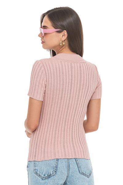 Short sleeve cotton jumper. Color: Powder