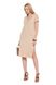 Loose knitted eco-dress with V-neck. Color: Beige