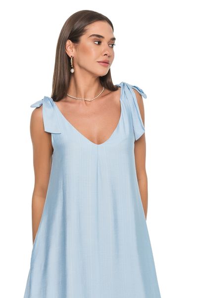 Light elegant dress with creative straps. Color: Lite Blue