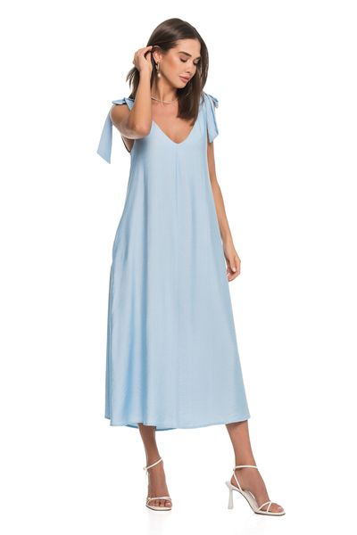 Light elegant dress with creative straps. Color: Lite Blue