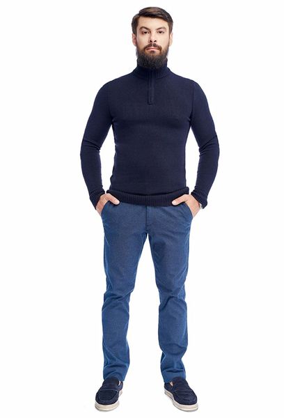 Men's elastic zip-up sweater. Color: Dark blue