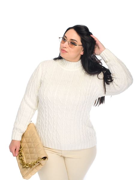 Жіночий м'який светр з стійкою коміром. Колір: Молоко 4414 фото