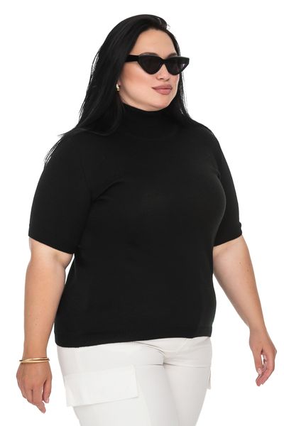 Women's short-sleeved turtleneck. Color: Black