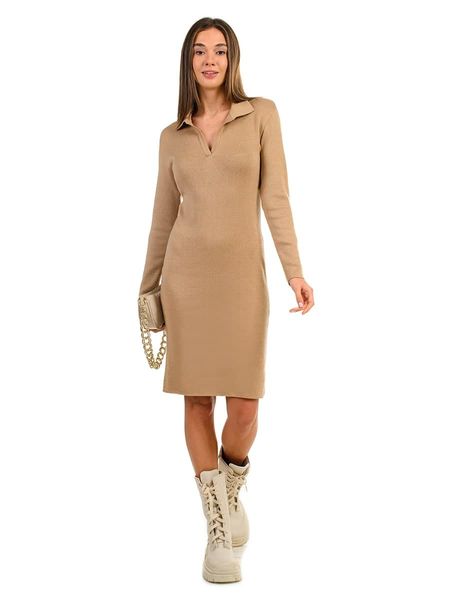 Knitted cotton dress. Color: Beige